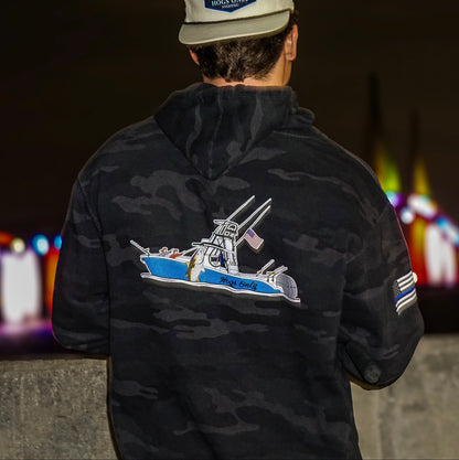 Hogs Only Boat logo X Police flag Sweatshirt