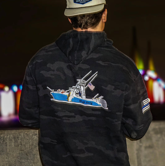 Hogs Only Boat logo X Police flag Sweatshirt