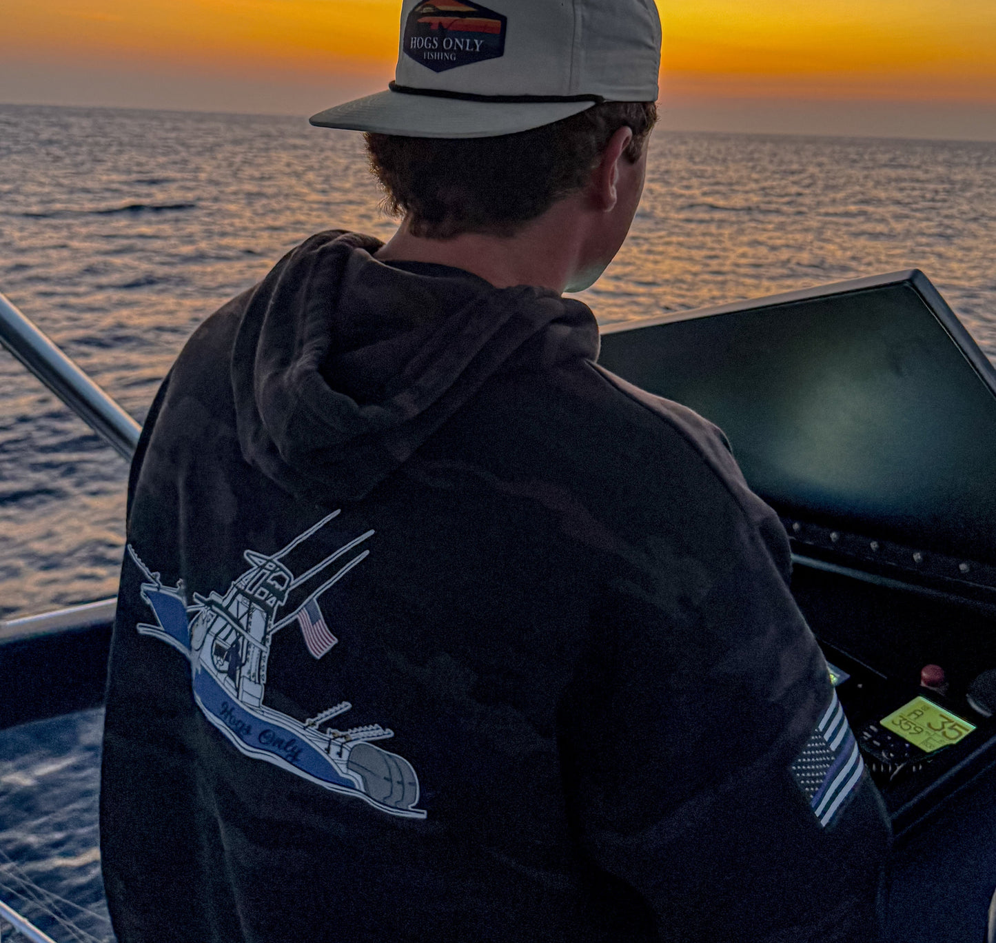 Hogs Only Boat logo X Police flag Sweatshirt